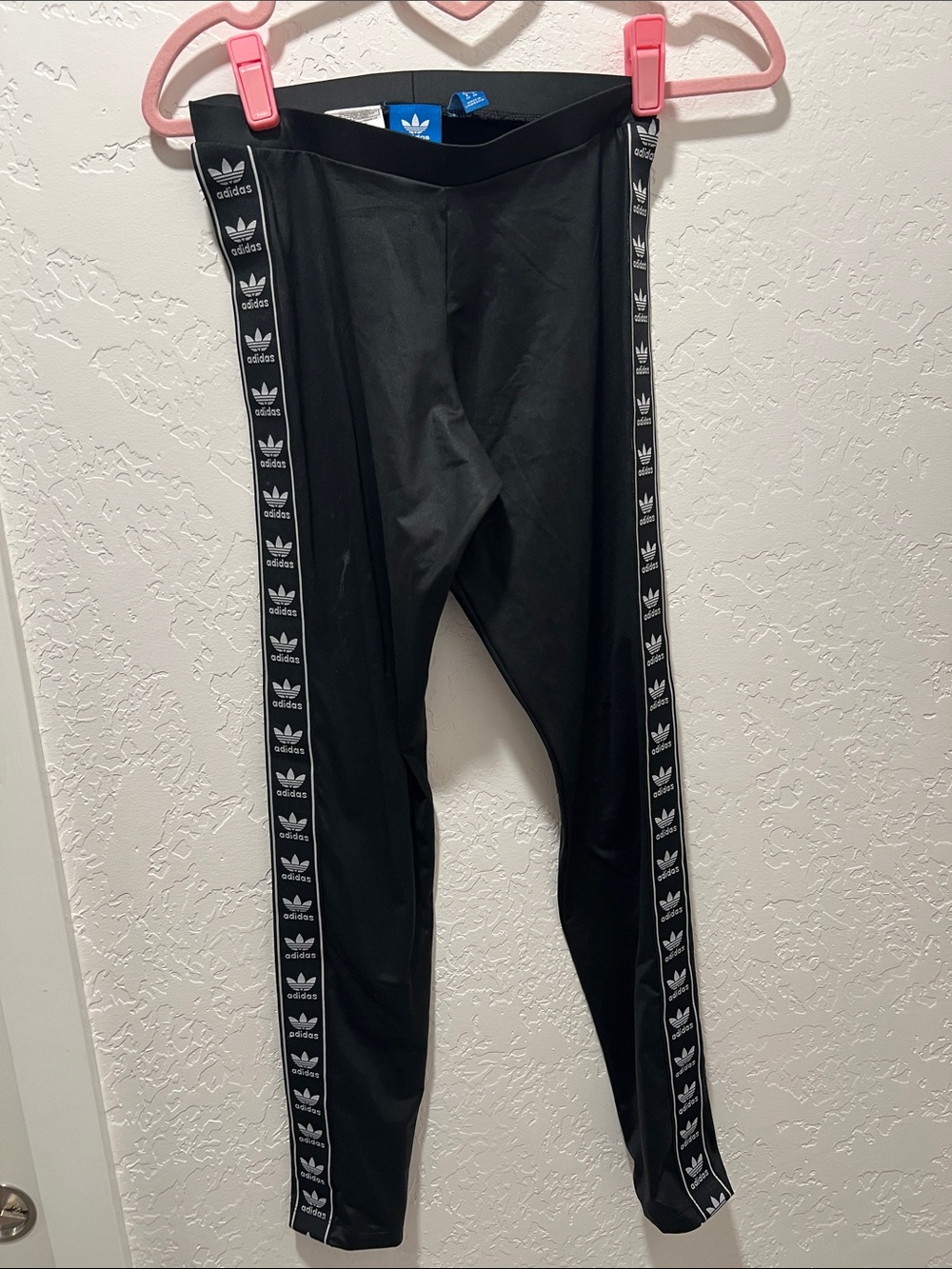 Adidas Black Womens Leggings with Trefoil Tape